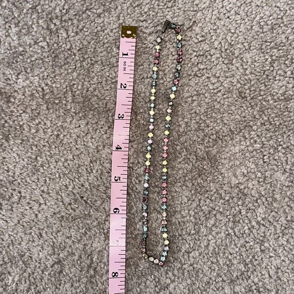 Rare Vintage Multi Colored Pastel Rainbow Crystal V Necklace! - Picture 7 of 10